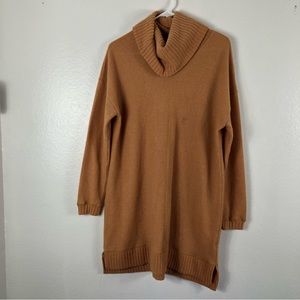 Lulu’s Autumn Daze Camel Cowl Necklace Size M Neutral Tone Casual Sweater Dress